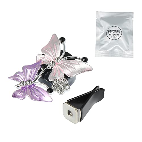 Image of X AUTOHAUX Car Butterfly Shape Clips for Air Conditioner Outlet Vent Decorations Clip Pink 4 Pcs