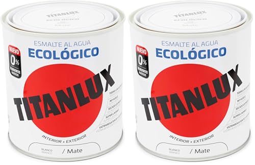 TITANLUX Ecológico Esmalte al agua mulisuperficie Mate Blanco 250 ml (Paquete de 2)