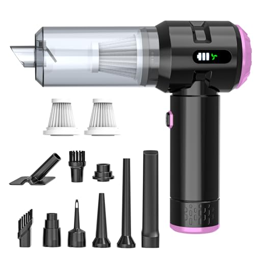 Image of Sycoodeal Handheld Car Vacuum Cleaner, 25000PA Strong Cyclonic Suction Portable Mini Vacuum Cordless with Digital Display Lightweight Handheld for Pet Hair, Car, Home, Office, Kitchen (Purple)