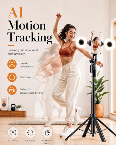 Image of UBeesize 71 inch Vlogging Kit, Face Tracking Tripod, Desk Stand, Mics & Light