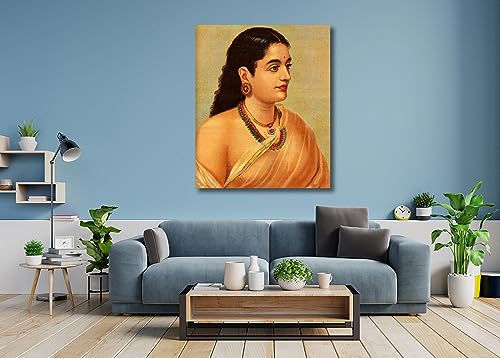 Image of Sikhash Raja Ravi Varma Canvas Paintings Classic Art, Indian Art, Famous Artist, Wall Painting for Living Room, Bedroom, Office, Unframed, Multicolor Fabric Size - 23x19 inches (58x48 cms, Mahasveta)