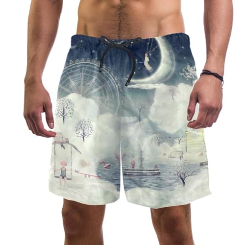 Short de bain homme lune ciel étoilé maillot de bain séchage rapide
