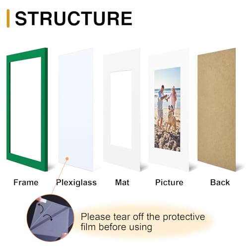 decorUhome 12x16 Picture Frame, Display 8.5x11 Certificate with Mat or 12x16 Poster without Mat, Wall Mounting Photo Frame, Green, 1 Pack