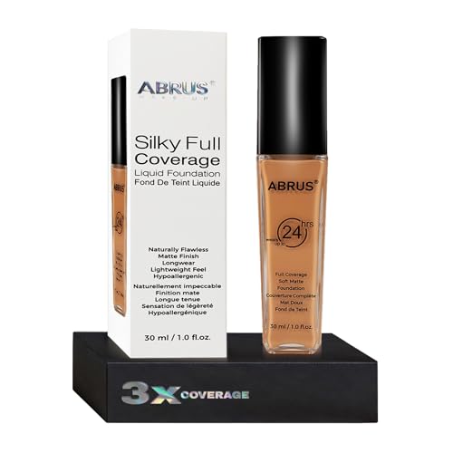 ABRUS Liquid Foundation – Long Lasting 24hr Concealer – Waterproof & Hydrating Foundation – Light Foundation for Flawless Matte Coverage – Suitable for All Skin Types