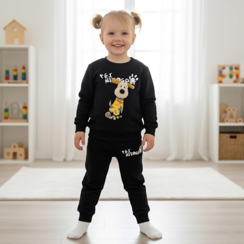 Image of Bold N Elegant Kids Fleece Lined Winter T-Shirt Jogger Set Warm Sweatshirt Pants | Stylish Astronaut Print Winter Co-ord Set for Infant Toddler Teedler Boys n Girls
