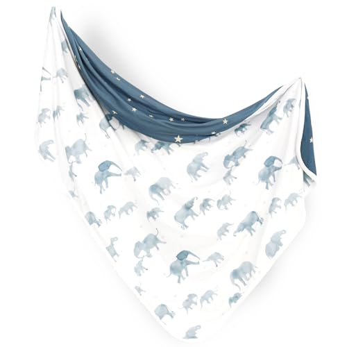 Image of GRSSDER Baby Blankets Super Soft Jersey Knit Swaddle Blanket for Baby Girls and Boys, Double Layer Receiving Blankets 34 x 44 Inches, Extra Large for Baby Swaddling, Cute Elephant