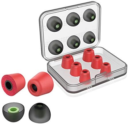 HKOO Earphone Tips 12Pcs Replacement Silicone Earbud Tips for Most 5mm-7mm Inner Tips in-Ear Earphones with Storage Case (6 Pairs, S/M/L)