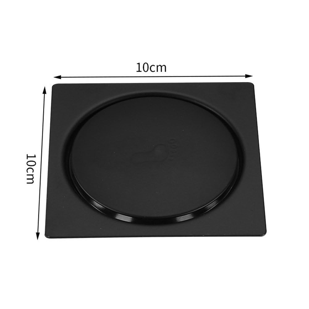 Siphon de Sol en Acier Inoxydable à Rebond, Siphon de Sol à Pousser, Siphon de Sol à Grand déplacement, désodorisant, pour Zone sèche, Cuisine, Salle de Bain, Noir, 10 x 10 cm