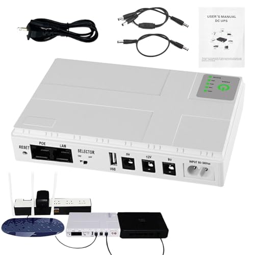 Xasbseulk Alimentation pour routeur, Alimentation Wi-FI, Disque Dur Externe, Bandes LED, UPS Batterie de Secours avec Deux Ports de Sortie
