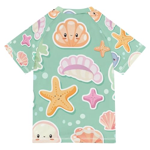 Light Blue Jellyfish Bathing Suit Kids UV Protection Football Sports Shirt Swimwear Beach Tops 3T2