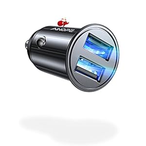 Car Charger, AINOPE Smallest 4.8A All Metal Cigarette Lighter USB Charger, Flush Fit 12V Car USB Socket in Car Charger…