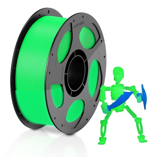ANYCUBIC PLA Glow Filament 1.75mm, Glow in The Dark, 3D Printer Filament, Print with Most FDM 3D Printer, Intelligent Identification, Dimensional Accuracy +/- 0.02mm, 1KG Reusable Spool, Gre