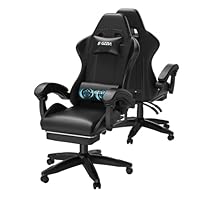 Racingreat Gaming Chair with Massage & Footrest | High-Back Ergonomic Chair | Adjustable Lumbar Support & Headrest for Office & Home (Black)