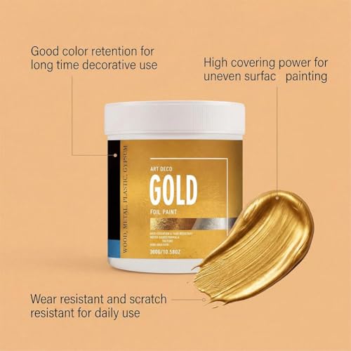 Weather Resistant Water Based Gold Paint,Weather Resistant Gold Paint for Metal,Quick-Drying High-Gloss Weatherproof Golden Paints for Outdoor & Indoor, Wood, Metal,Canvas,Statuary & DIY Decoration - Image 5