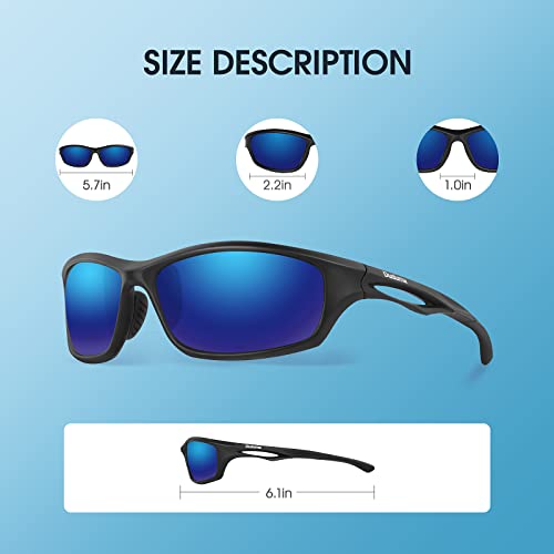 Duduma Polarised Sports Mens Sunglasses for Ski Driving Golf Running