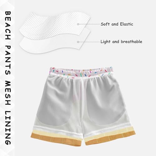 Boys Swim Trunks White Ice Cream Toddler Swim Shorts Beach Board Shorts Swimsuit4