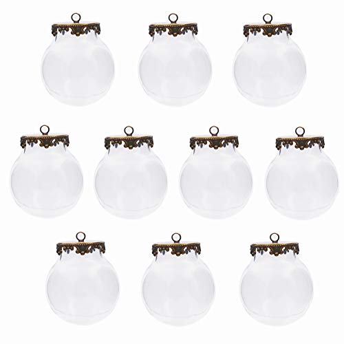 10set 25x15mm mini empty clear glass globe bottle with findings set glass dome cover glass vial pendant (bronze crown Beikou)