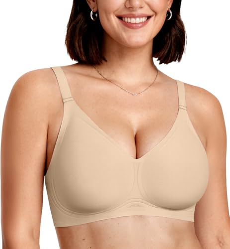Image of OEAK Women Comfortable Jelly Bras No Underwire Seamless Full Coverage Bralette Buttery Soft Convertible Everyday Tshirt Bra