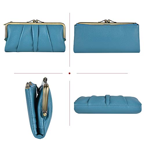 EASTNIGHTS Soft Leather Wallets for Women Compact Bifold RFID Clutch Wallet Ladies Coin Purse with Zipper and Kiss Lock4