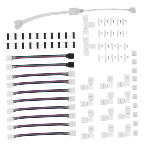 Operitacx Conector de Pines sin Soldadura Adaptador de Corriente y Jumper para Tira de Luces LED Flexible Duradera para Extensión y Control de Iluminación Interior