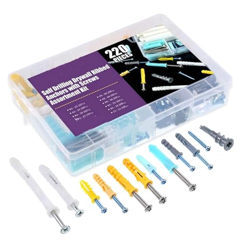 OTOTEC Anclajes De Pared De Acero - 50 Piezas Con Tornillos 5x40 Mm Y Tacos 6x32 Mm Para Hormigón, Yeso Y Madera