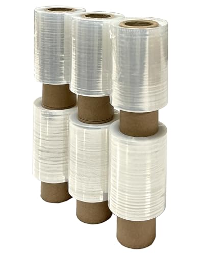 Embagal | MINI FILM Manual de EMBALAR | Ancho 100mm, 125Metros de Largo, 180% ESTIRABLE | BOBINA de PLÁSTICO de POLIETILENO de 23μ Micras, 290gr | Pack: (TRANSPARENTE, 15ud)