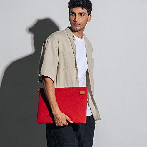 Image of DailyObjects Solid Skipper Sleeve | Stylish Durable Poly Cotton Canvas Material for Laptops & iPads | Zip Closure & Soft Cotton Inner Lining with Printed Slip Pockets