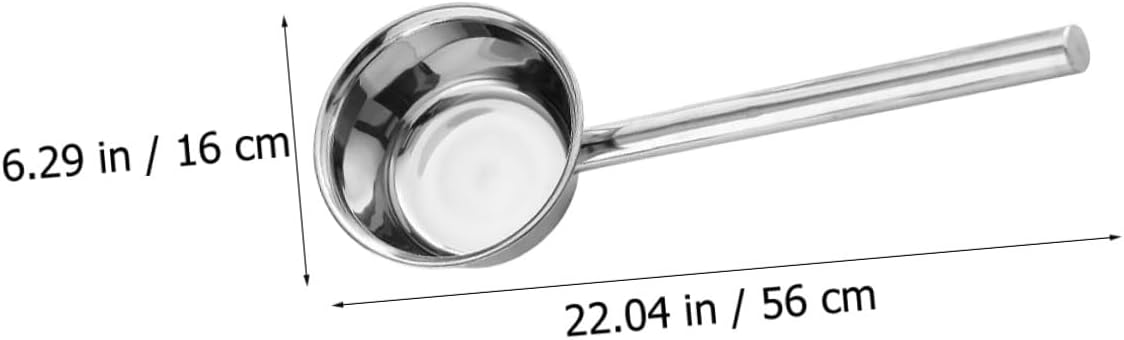 GARVALON Stainless Steel Water Ladle Thickened Medium Size Long Handle Kitchen Water Scoop Practical Serving Soup Spoon for Home Cooking