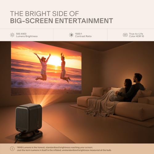 Image of boAt Cinehead F1 Pro Portable Projector, Google TV Official Certified Apps, 4K Ultra HD, Ultra Bright 500 ANSI Lumens,10W Dolby Speakers, Fully Automatic 1080p, Travel Edition Projector(Mystic silver)