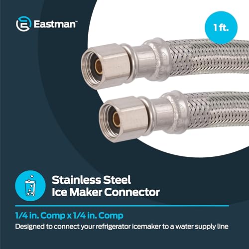 image for Eastman 1 Foot Flexible Ice Maker Connector, 1/4 Inch x 1/4 Inch Compr
