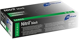 Meditrade 1284L Nitrile Examination Glove, Black, Large, Pack of 10