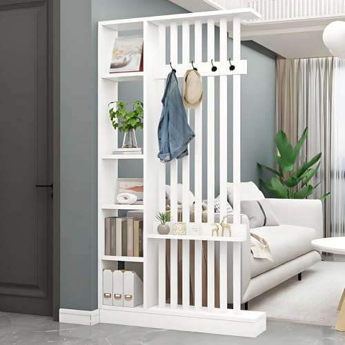 Wall Room Divider - Freestanding Wood Room Divider with Shelves