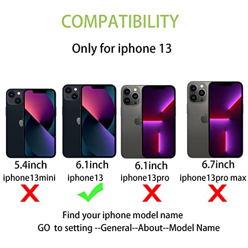 Cavor For Iphone 13 Case With Card Holder,Wallet Case With Credit Card Holders For Iphone13 Phone Case,Polka Dots Leather Card Slots[Kickstand][Wrist Strap] Shockproof Cover For Women Men- Purple #TOP1