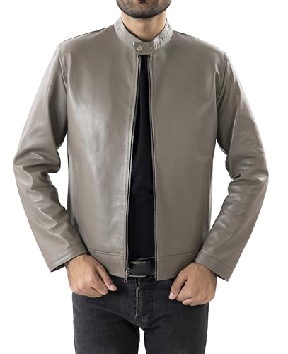 Image of Jild Classical Single Piece Lambskin Leather Jacket Men - Everyday Wear Snap Tab Collar Men's Motorcycle Leather Jacket
