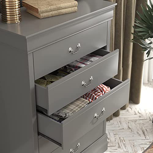 Galano Ireton 5 Drawer Dresser - Chest Of Drawers For Bedroom - Clothes Storage - Drawer And Closet Organizer - Drawer Glides - Ultra Fast Assembly - Grey #TOP4