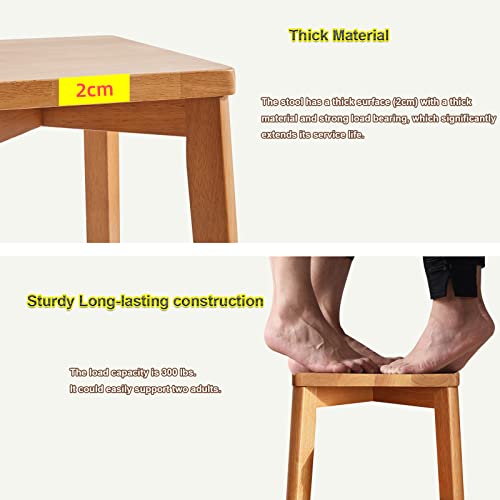Aibiju Square Wooden Stool, Dressing Table Stool, Solid Wood Makeup stool, Kids Small Table, Perfect Size for your Living Room, Bedroom (Natural, 1 Piece),YDEU-1502 - Image 3