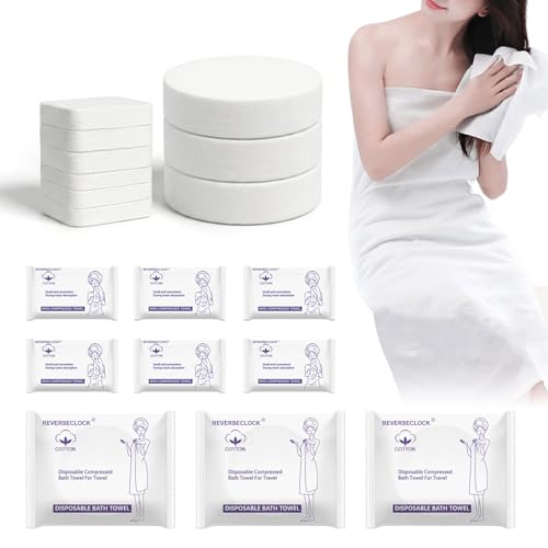 9 Pack Disposable Compressed Bath Towels Set for Travel Portable Washcloths
