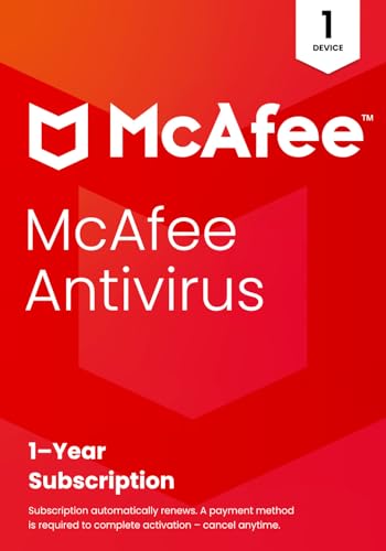 McAfee Antivirus 1-Device | Real-Time PC Protection from New and Evolving Threats | AntiVirus Software 2026 for Windows PC | 1-Year Subscription with Auto-Renewal | Key Card