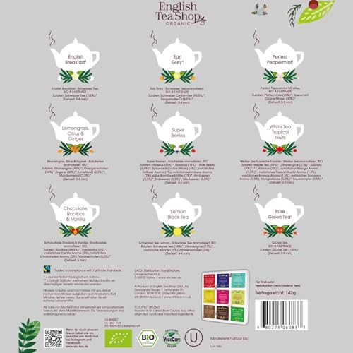 ETS - Tee-Kollektion Luxury Tea Collection in edler Metalldose, Tee Geschenk zu Weihnachten, Ostern, Geburtstag, BIO, 72 Teebeutel