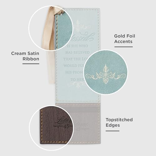 Image of Christian Art Gifts Faux Leather Scripture Bookmark: Blessed is She