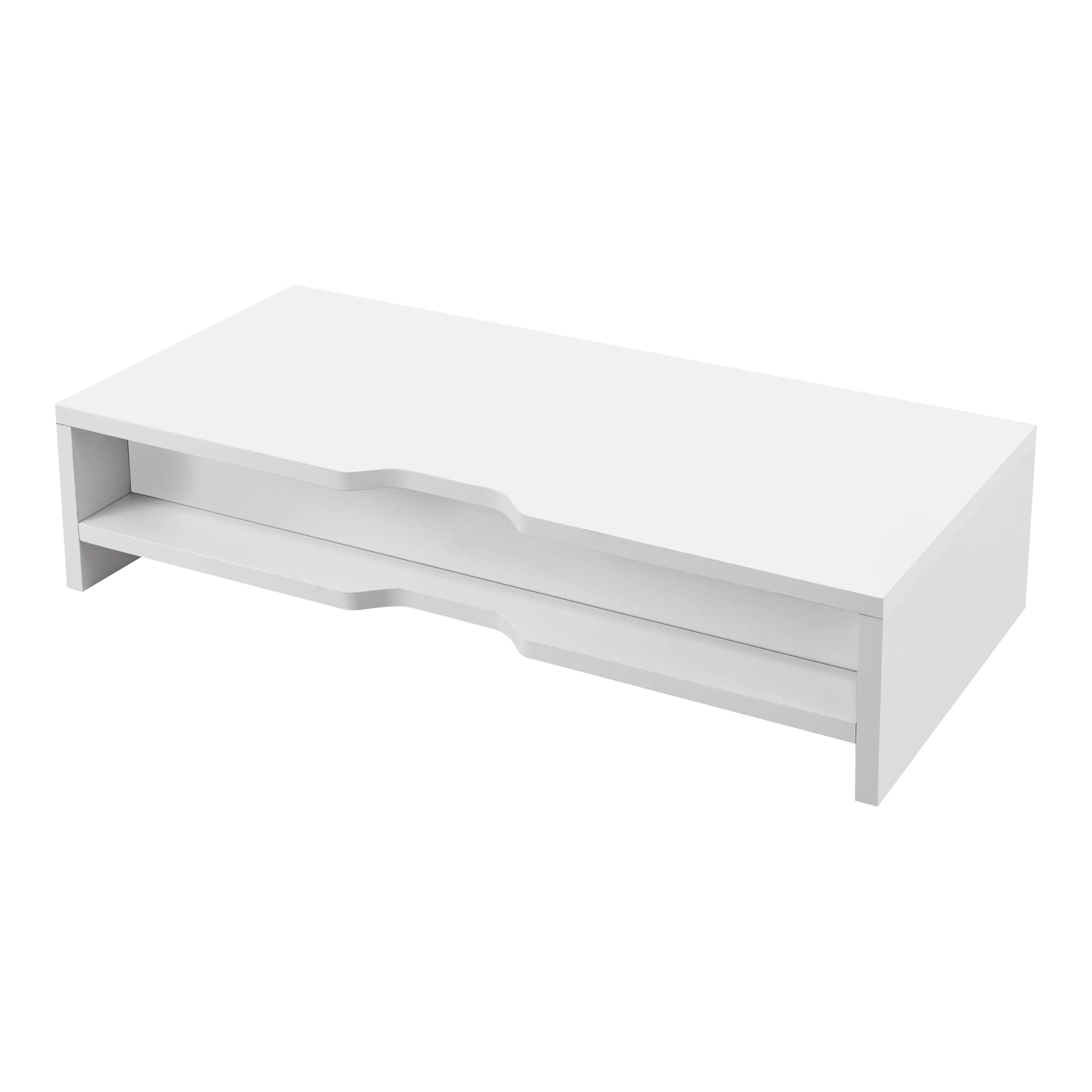 [en.casa] Supporto per Monitor con 3 Cassetti (AxLxP) 12 x 51 x 25 cm Rialzo per Schermo PC Stand da Scrivania - Bianco
