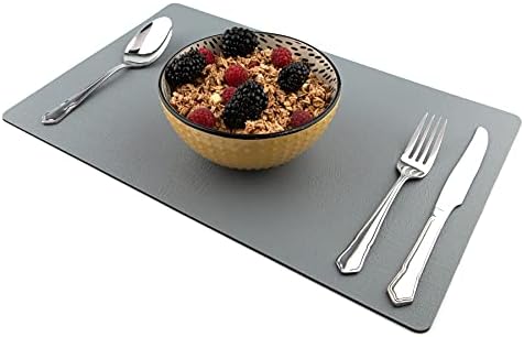 Sets of 4 Large Light Grey Recycled Leather Placemats, Light Grey ( 42cm x 26.5cm ). Made In The UK By Lara-May.