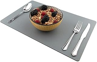 Sets of 4 Large Light Grey Recycled Leather Placemats, Light Grey ( 42cm x 26.5cm ). Made In The UK By Lara-May.