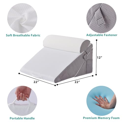 Bedluxe BD0831A2JTZH-KQC-3 3Pcs Orthopedic Bed Wedge Pillow Set, Foam Wedge Pillow Post Surgery thumb #3