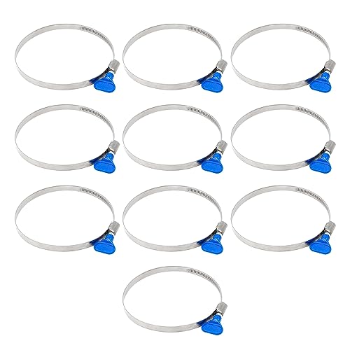 Image of 10pcs-Pack Stainless Steel Hose Clamps 90-110mm (3-1 /2 inch to 4-5 /16 inch) Thumb Screw Key Type Adjustable Hose Clamp Width 9mm Thickness 0.6mm 201 Stainless Steel Butterfly Shank Card