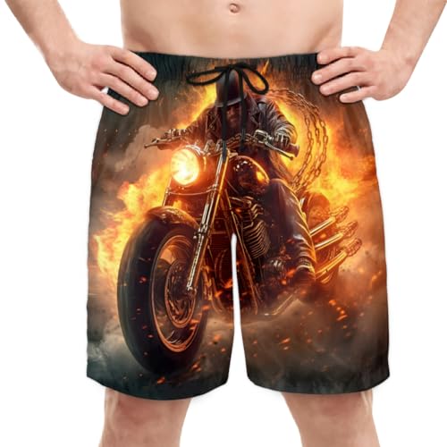 Wonderful Vintage Motorcycle Theme Mens Swimming Trunks Quick Dry Swim Shorts with Mesh Lining