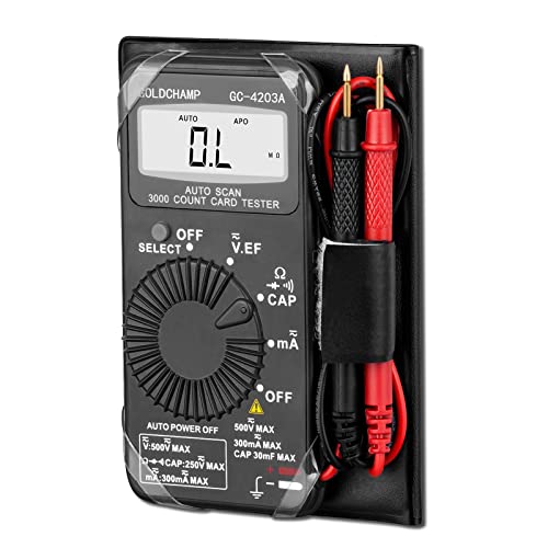 GOLDCHAMP テスター小型マルチメータ 電圧・電流・抵抗・ダイオードテスト デジタルマルチメーター 導通 テスター LCDバックライト オートレンジ/電界感知/オン/オフビープ/自動認識 普及型デジタルテスター 日本語説明書付き