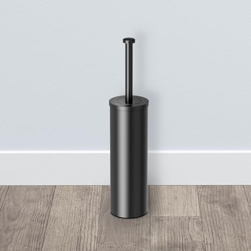 Modern Round Waste Basket and Toilet Brush Set, Matte Black Open Top Stainless Steel Trash Can with Removable Lid, 3 Gallon Capacity, Gatco Luxury Bathroom Housewarming Gift by Gatco - Image 5