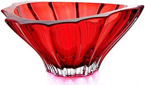 Aurum Crystal AU52295, 8.8" Plantica Candy Bowl, Red Bohemian Fruit Bowl, Ice Cream Bowl