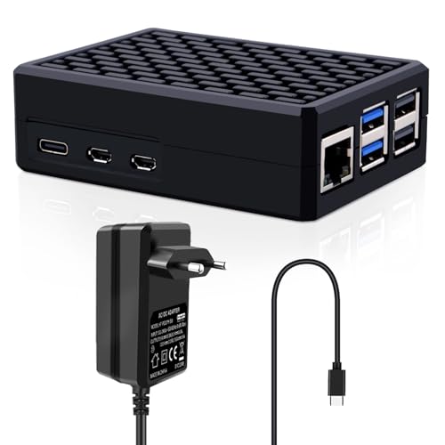 GeeekPi Aluminium Gehäuse mit USB-C Netzteil 27W for Raspberry Pi 5 Pi5 Armor Gehäuse mit Passive Kühlung 27W 5V 5A USB-C Netzteil für Raspberry Pi 5 4GB/8GB/16GB
